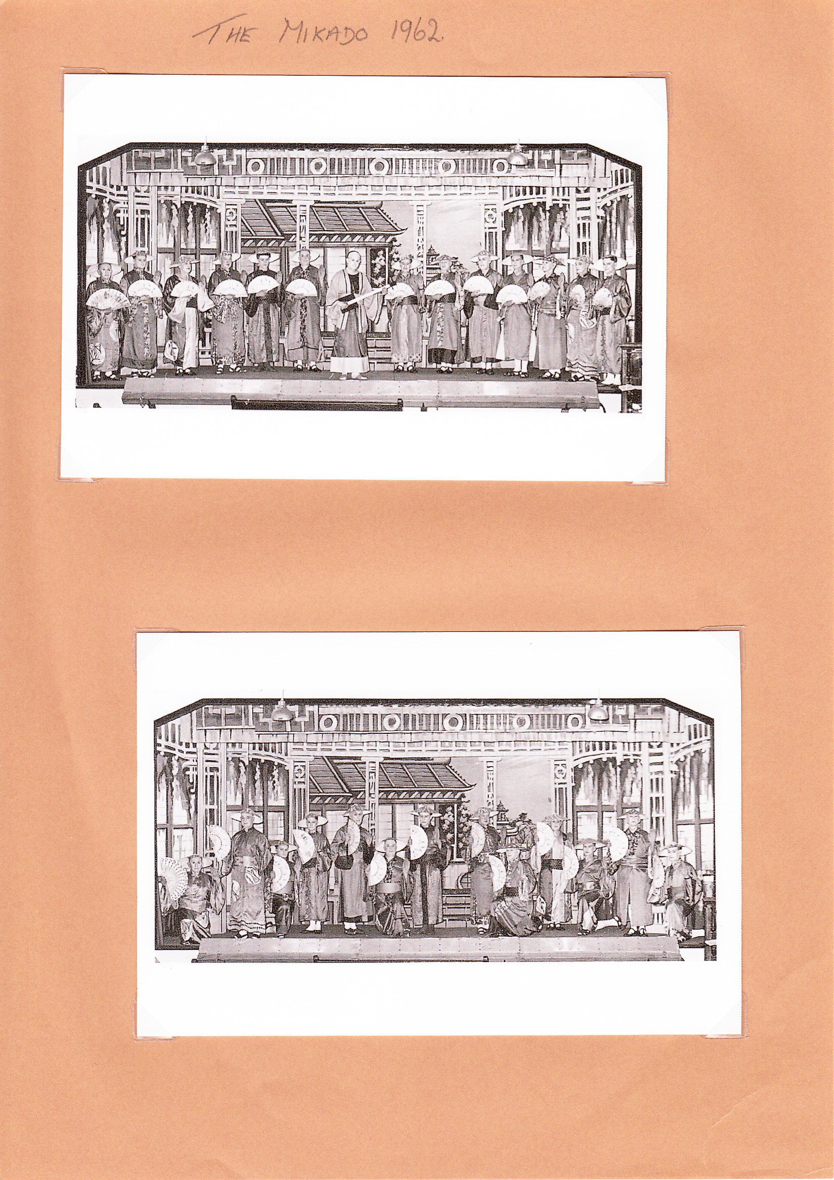 Archival page showing the society's early Mikado production